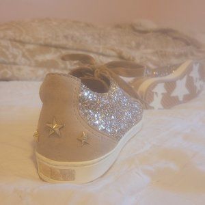 Jimmy Choo womens Miami gold glitter sneaker size 36